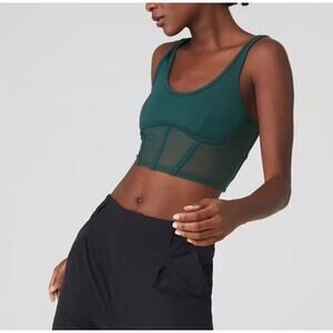 Alo Airbrush Mesh Corset Tank in midnight green sz S